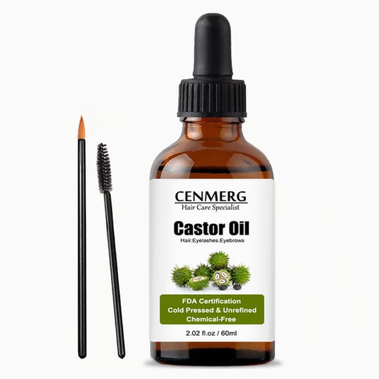 Organic Castor Oil 2.02Fl.Oz(60Ml) 100%Pure Cold Pressed Castor Oil Hair Essential Oils Essence for Eyelashes/Eyebrows